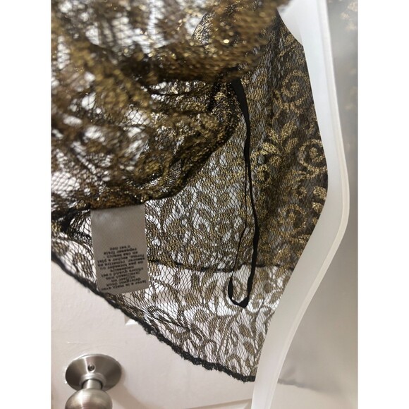 Ecote Gold Sparkle Sheer Tank Top L Urban outfitters Lurex Frills Fairy FLOWY - Picture 9 of 11